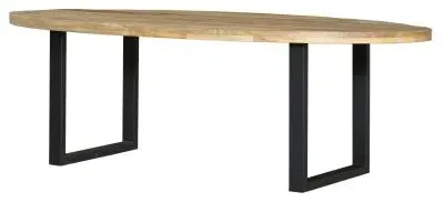 Fargo 8-10 Seater Oval Dining Table with U Legs - Rustic, Mango Wood image