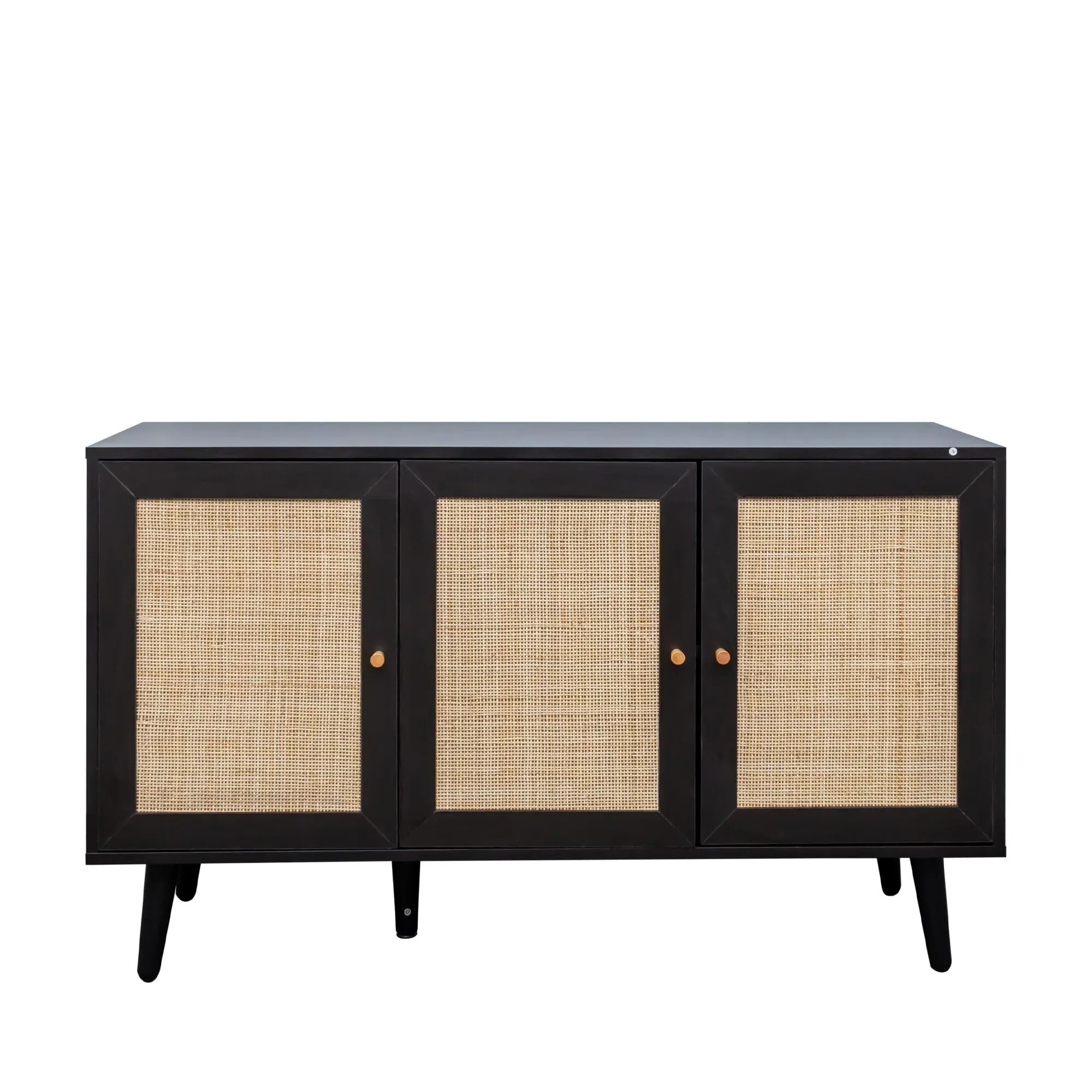 Ferrero 3 Door Medium Sideboard - Black, Rattan