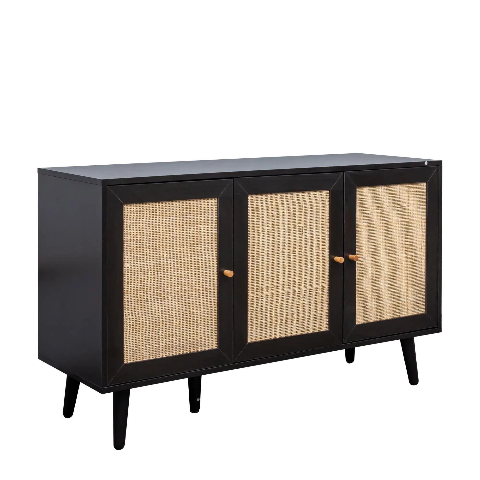 Ferrero 3 Door Medium Sideboard - Black, Rattan