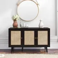 Ferrero 3 Door Medium Sideboard - Black, Rattan