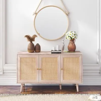 Ferrero 3 Door Medium Sideboard - Natural, Rattan