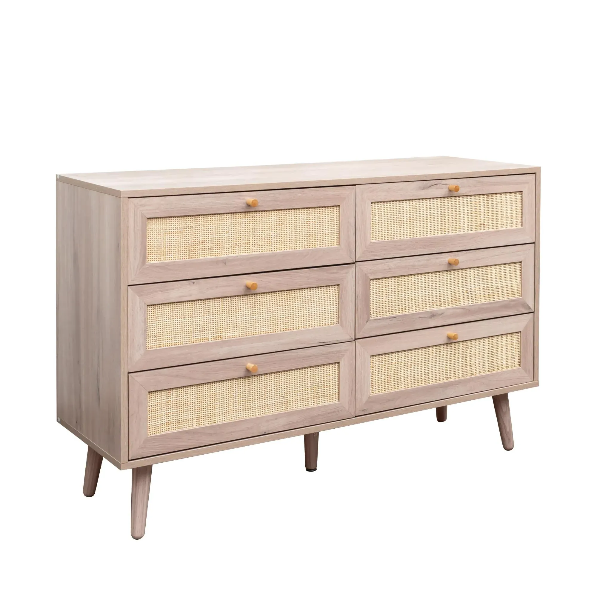 Ferrero 6 Drawer Wide Chest - Natural, Rattan