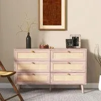 Ferrero 6 Drawer Wide Chest - Natural, Rattan