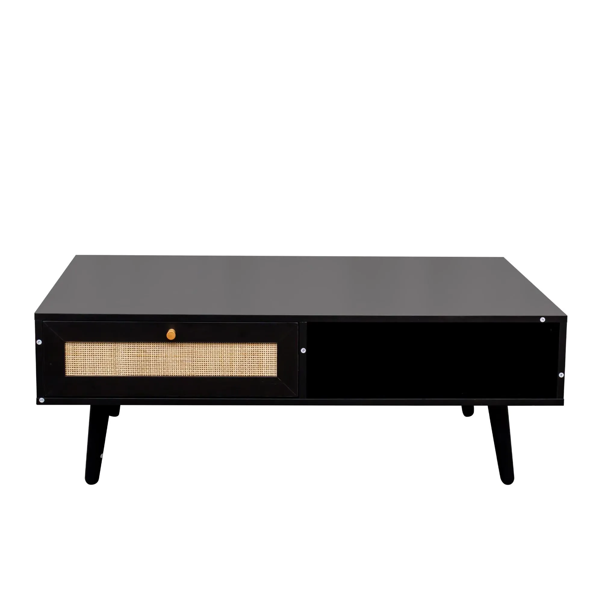 Ferrero Coffee Table with Drawer - Black, Rattan