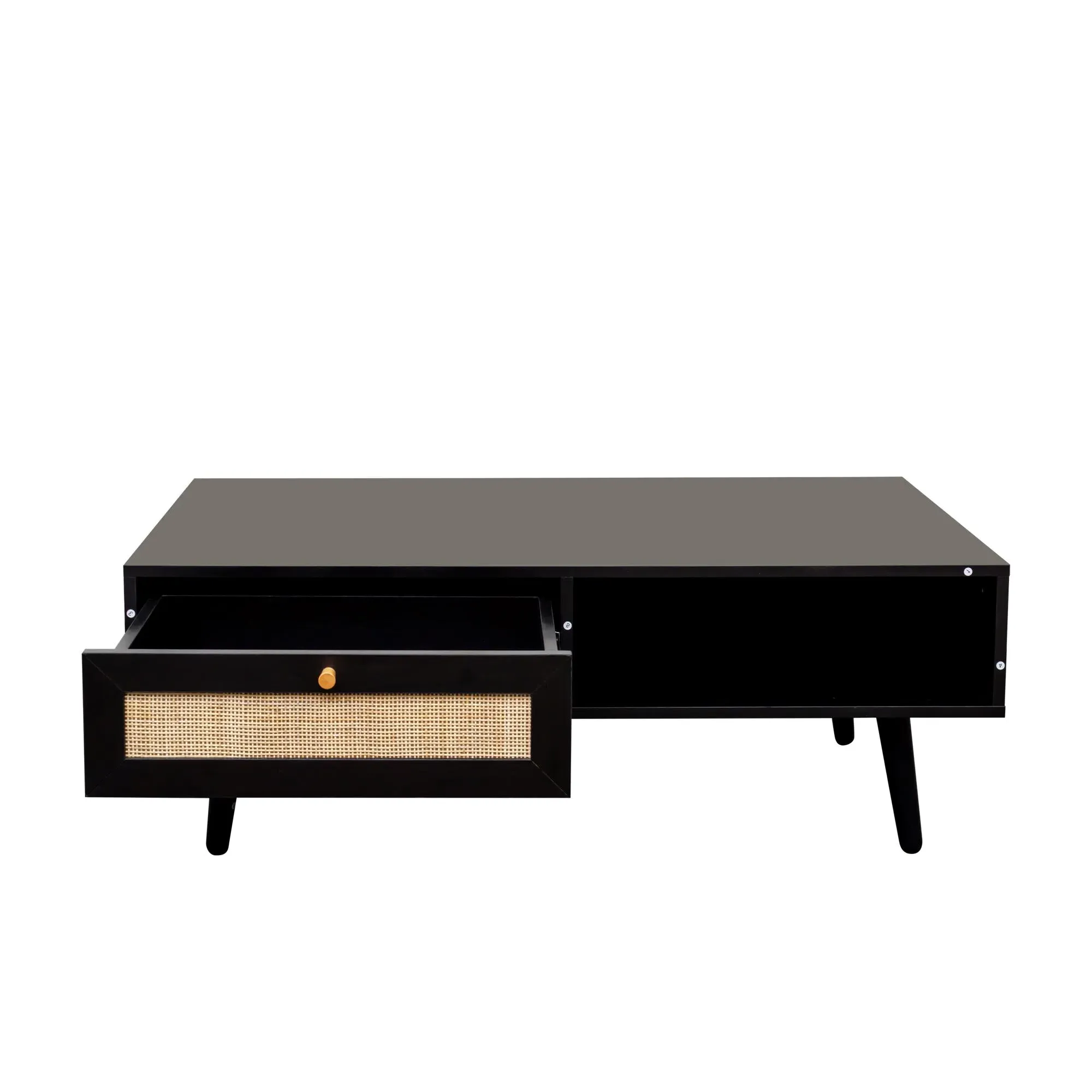 Ferrero Coffee Table with Drawer - Black, Rattan