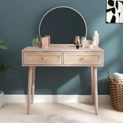 Ferrero Dressing Table with Mirror - Natural, Rattan