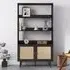 Ferrero Shelving Unit with Cupboard - Black, Rattan