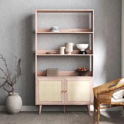 Ferrero Shelving Unit with Cupboard - Natural, Rattan