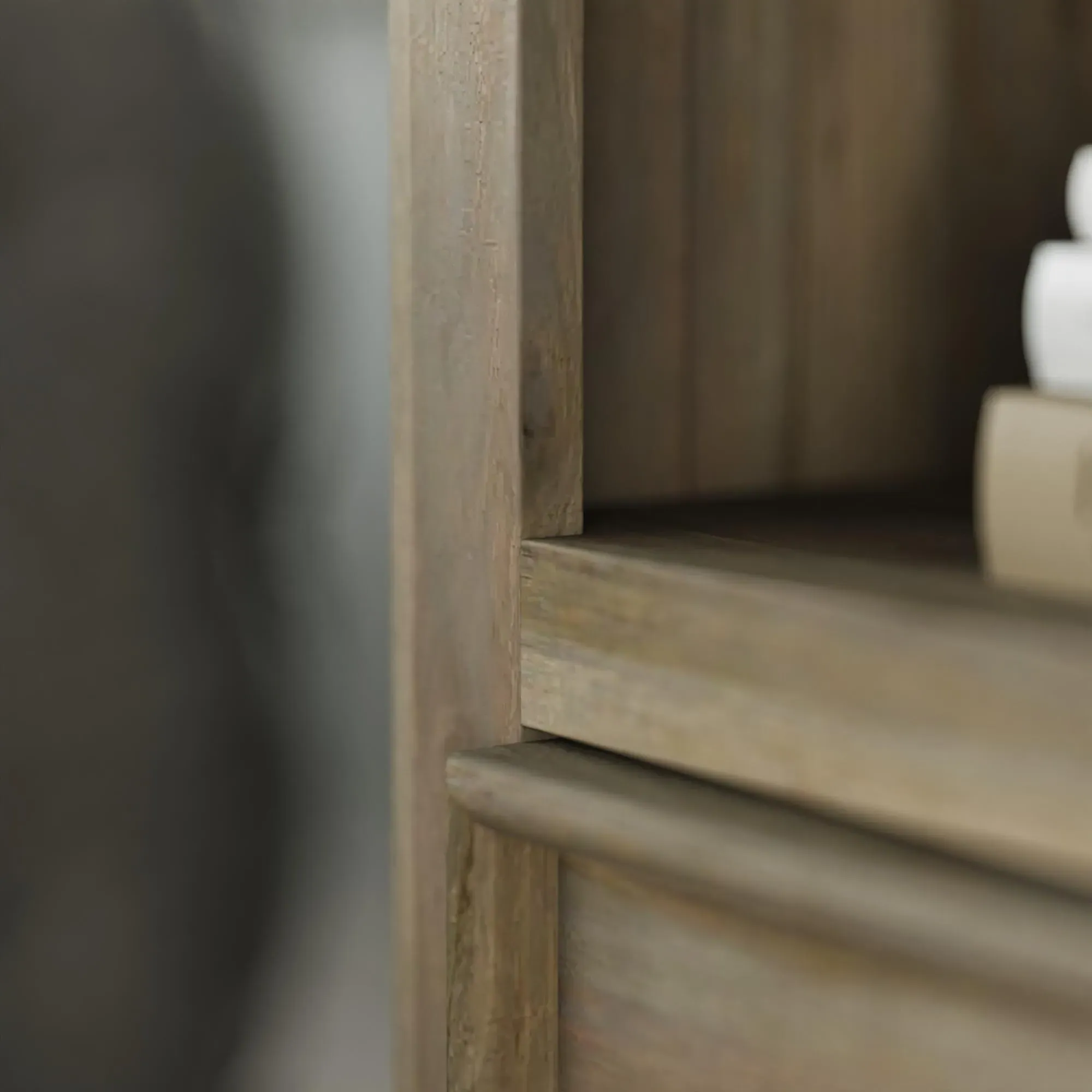 Fleur Wide Bookcase - Grey, Mango Wood