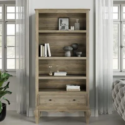 Fleur Wide Bookcase - Grey, Mango Wood