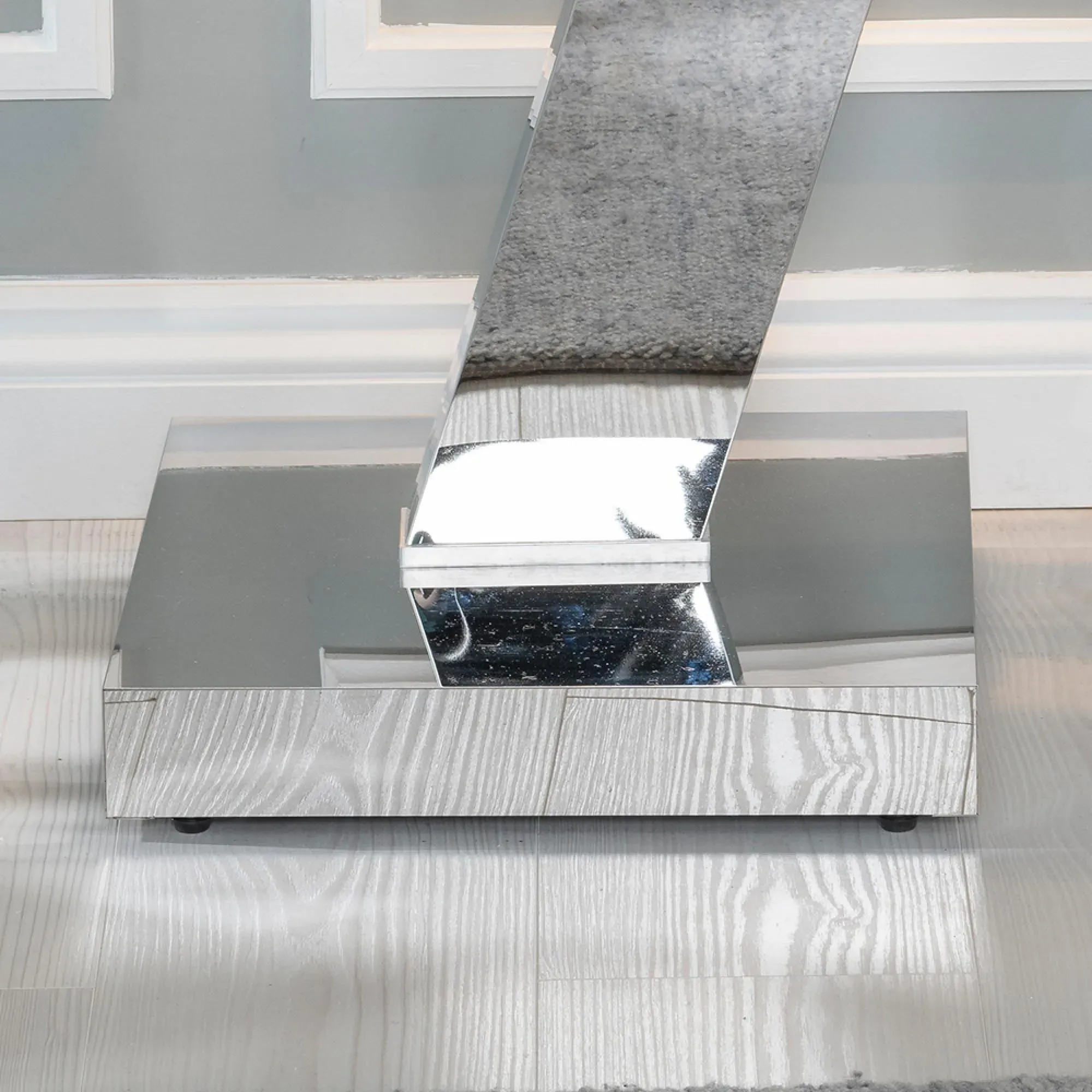 Fusion Glass Top Side Table with Rotating Feature - Clear, Chrome
