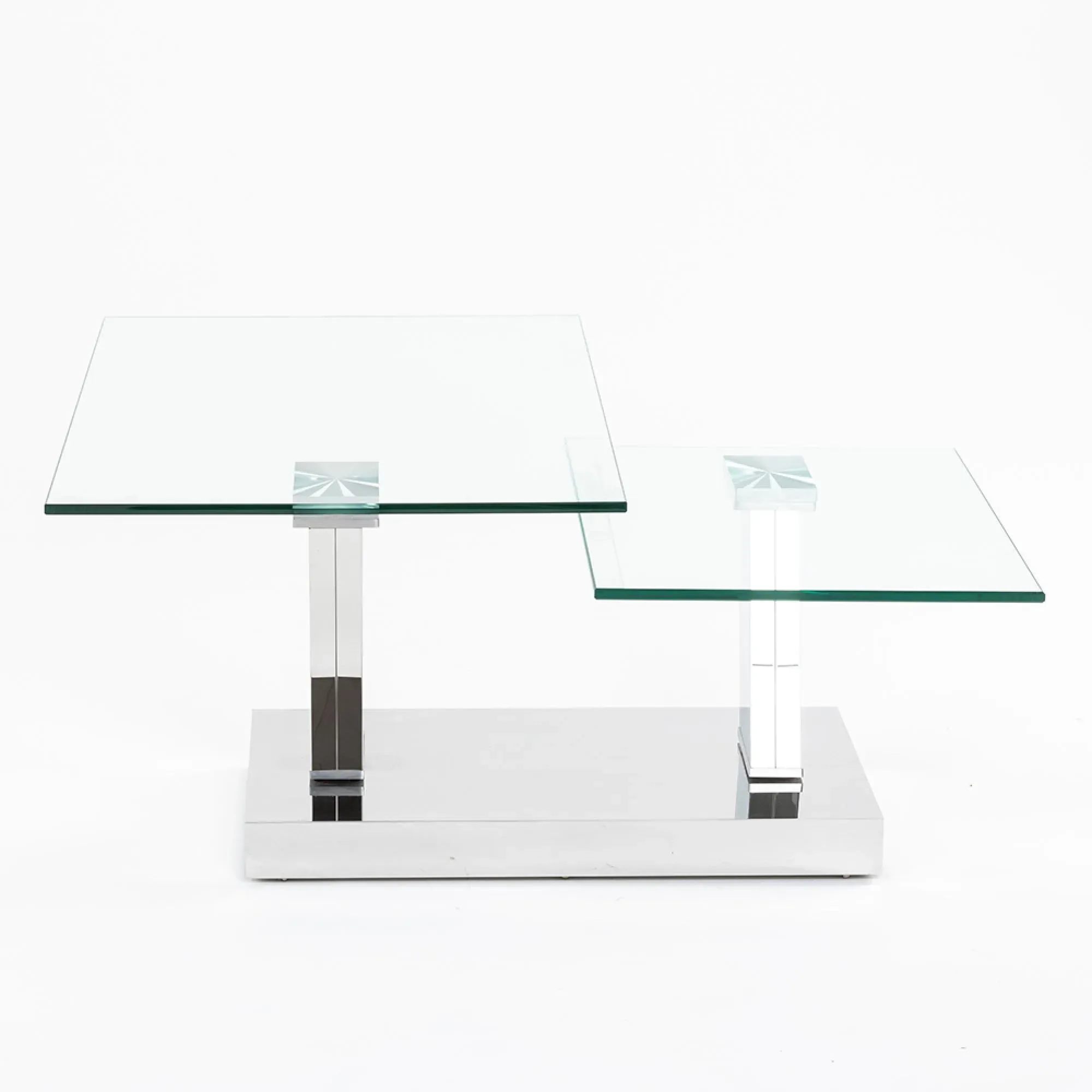 Fusion Swivel Glass Coffee Table - Clear, Chrome