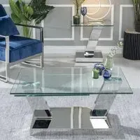 Fusion Swivel Glass Coffee Table - Clear, Chrome