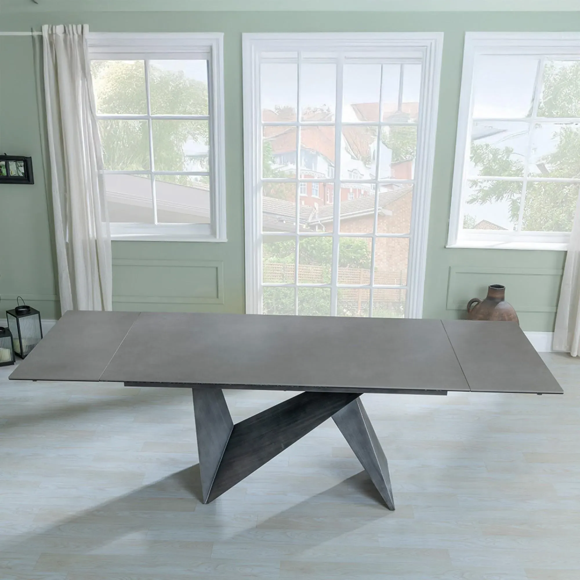 Garvin 6-8 Seater Extendable Dining Table - Dark Grey, Ceramic