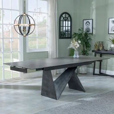 Garvin 6-8 Seater Extendable Dining Table - Dark Grey, Ceramic image