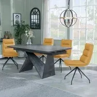 Garvin Dark Grey Ceramic Extending Dining Set with Diego Chair