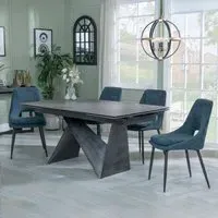 Garvin Extendable Dining Set with Peyton Chairs - Grey, Ceramic