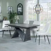 Garvin Extendable Dining Set with Peyton Chairs - Grey, Ceramic