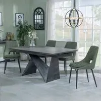 Garvin Extendable Dining Set with Peyton Chairs - Grey, Ceramic