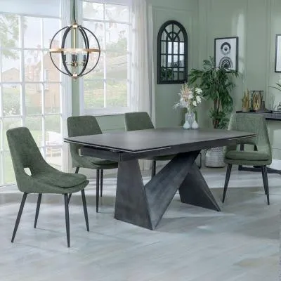 Garvin Extendable Dining Set with Peyton Chairs - Grey, Ceramic