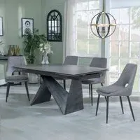Garvin Extendable Dining Set with Peyton Chairs - Grey, Ceramic