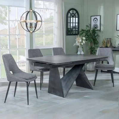 Garvin Extendable Dining Set with Peyton Chairs - Grey, Ceramic image