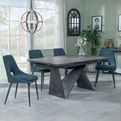 Garvin Extendable Dining Set with Peyton Chairs - Grey, Ceramic image