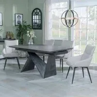 Garvin Extending Dining Set with Swivel Chairs - Grey, Ceramic