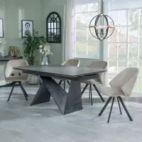 Garvin Extending Dining Set with Swivel Chairs - Grey, Ceramic