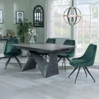 Garvin Extending Dining Set with Swivel Chairs - Grey, Ceramic