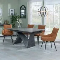 Garvin Extending Dining Set with Swivel Chairs - Grey, Ceramic