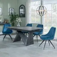 Garvin Extending Dining Set with Swivel Chairs - Grey, Ceramic