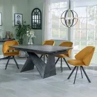 Garvin Extending Dining Set with Swivel Chairs - Mustard, Ceramic