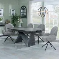 Garvin Extending Dining Set with Theo Swivel Chairs - Dark Grey