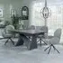 Garvin Extending Dining Set with Theo Swivel Chairs - Dark Grey