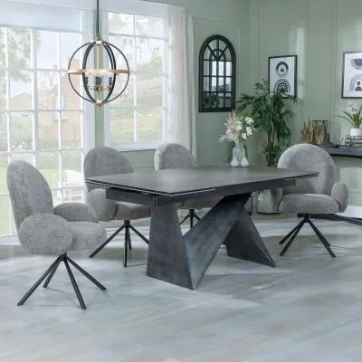Garvin Extending Dining Set with Theo Swivel Chairs - Dark Grey image