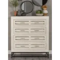 Geo 4 Drawer Chest of Drawers - White, Mango Wood