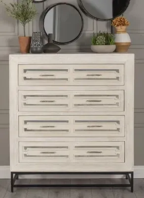 Geo 4 Drawer Chest of Drawers - White, Mango Wood image