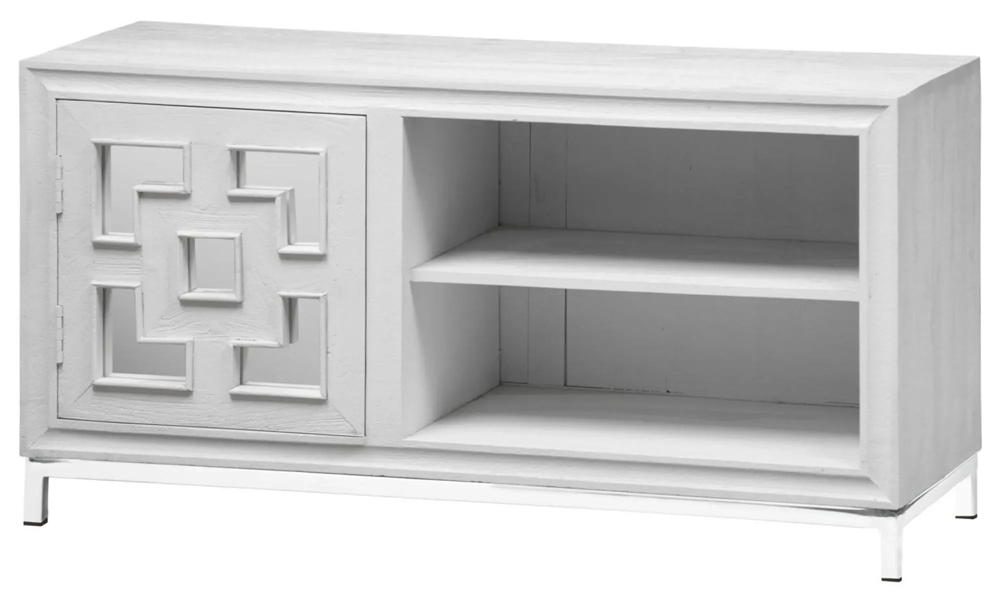 Geo Mirrored TV Unit - White