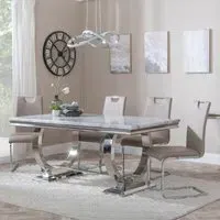 Glacier Dining Set - Grey Marble, Chrome