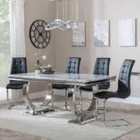 Glacier Dining Set with Jamison Chairs - Grey, Marble
