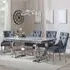 Glacier Dining Set with Lion Knocker Chairs - Grey, Marble