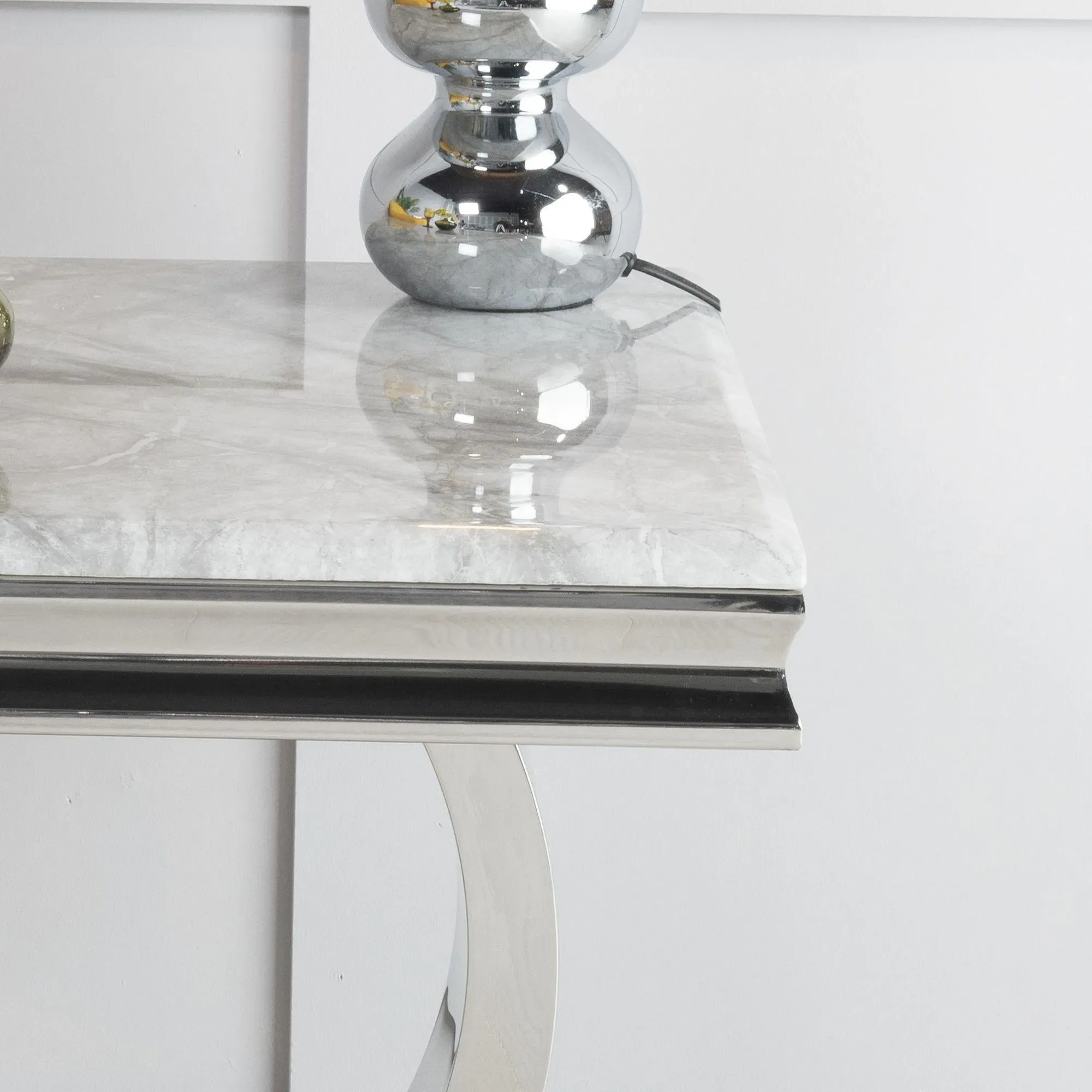 Glacier Square Side Table - Grey, Faux Marble