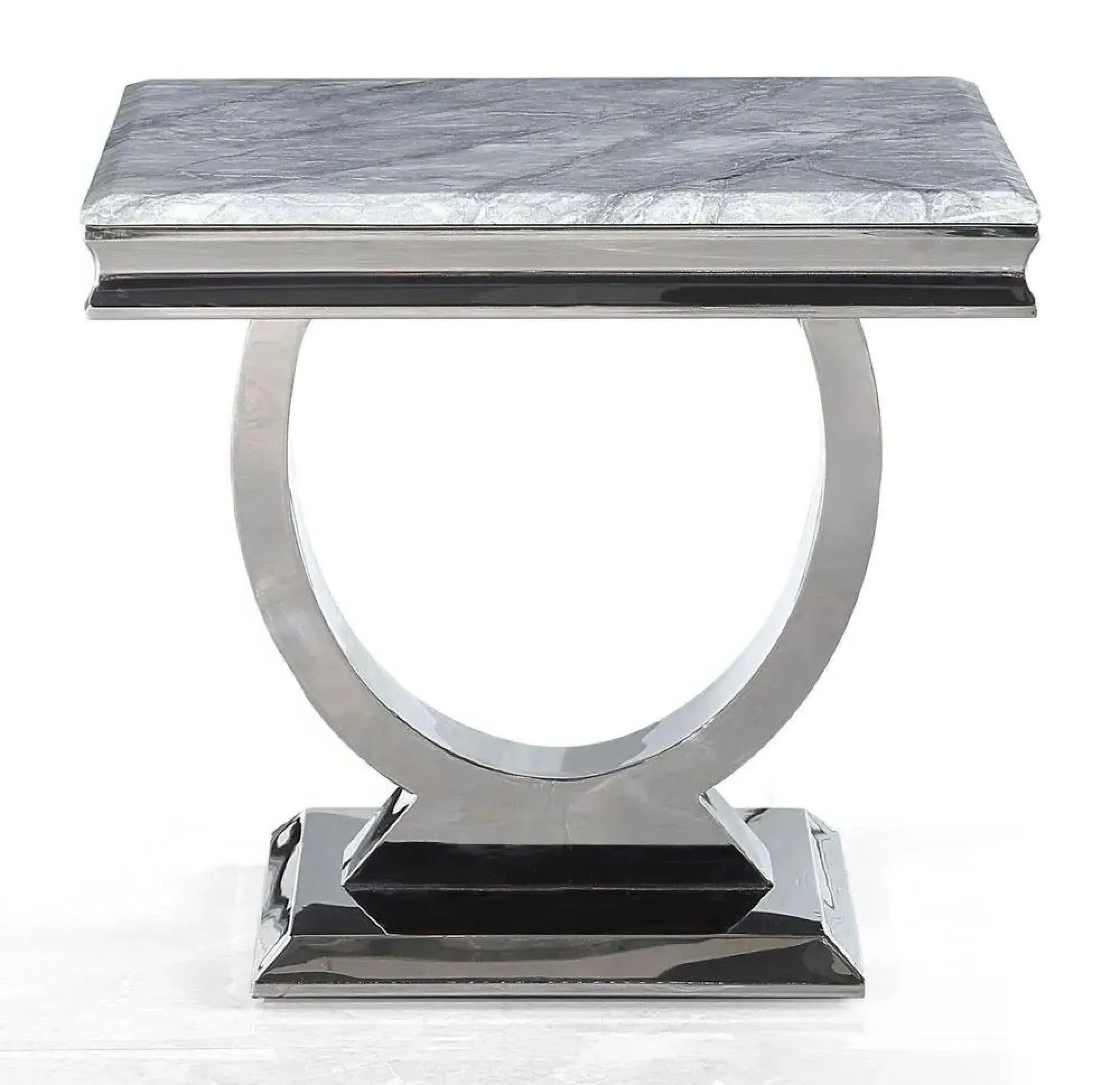 Glacier Square Side Table - Grey, Faux Marble