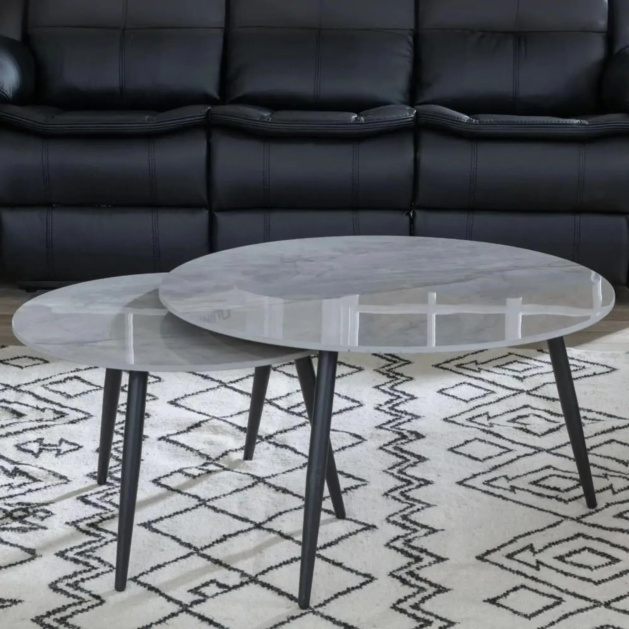 Glade Round Coffee Table Set - Grey, Ceramic