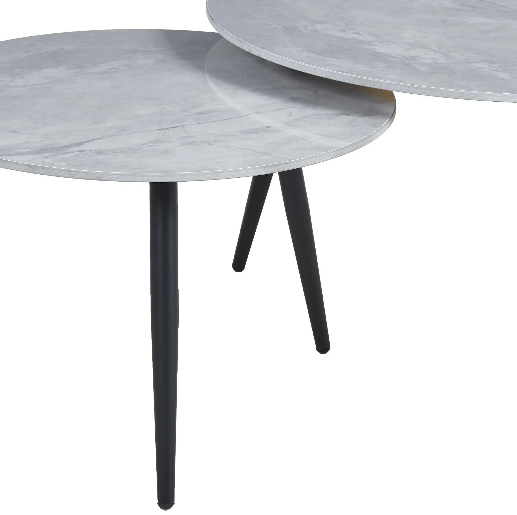 Glade Round Coffee Table Set - Grey, Ceramic