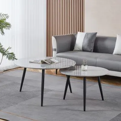 Glade Round Coffee Table Set - Grey, Ceramic image
