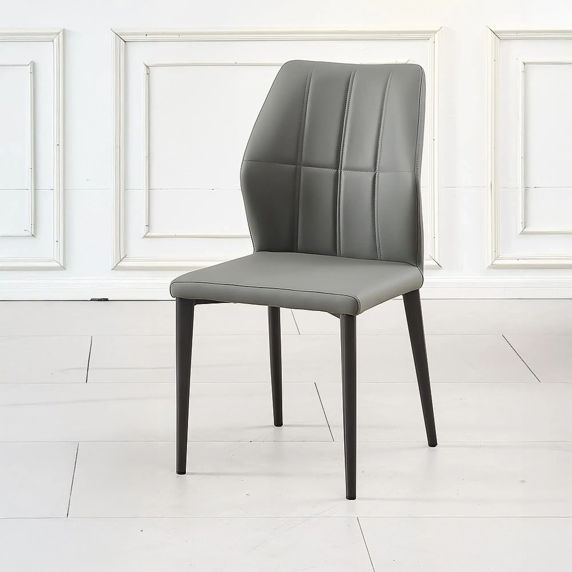 Harrow Dining Chair - Grey, Faux Leather