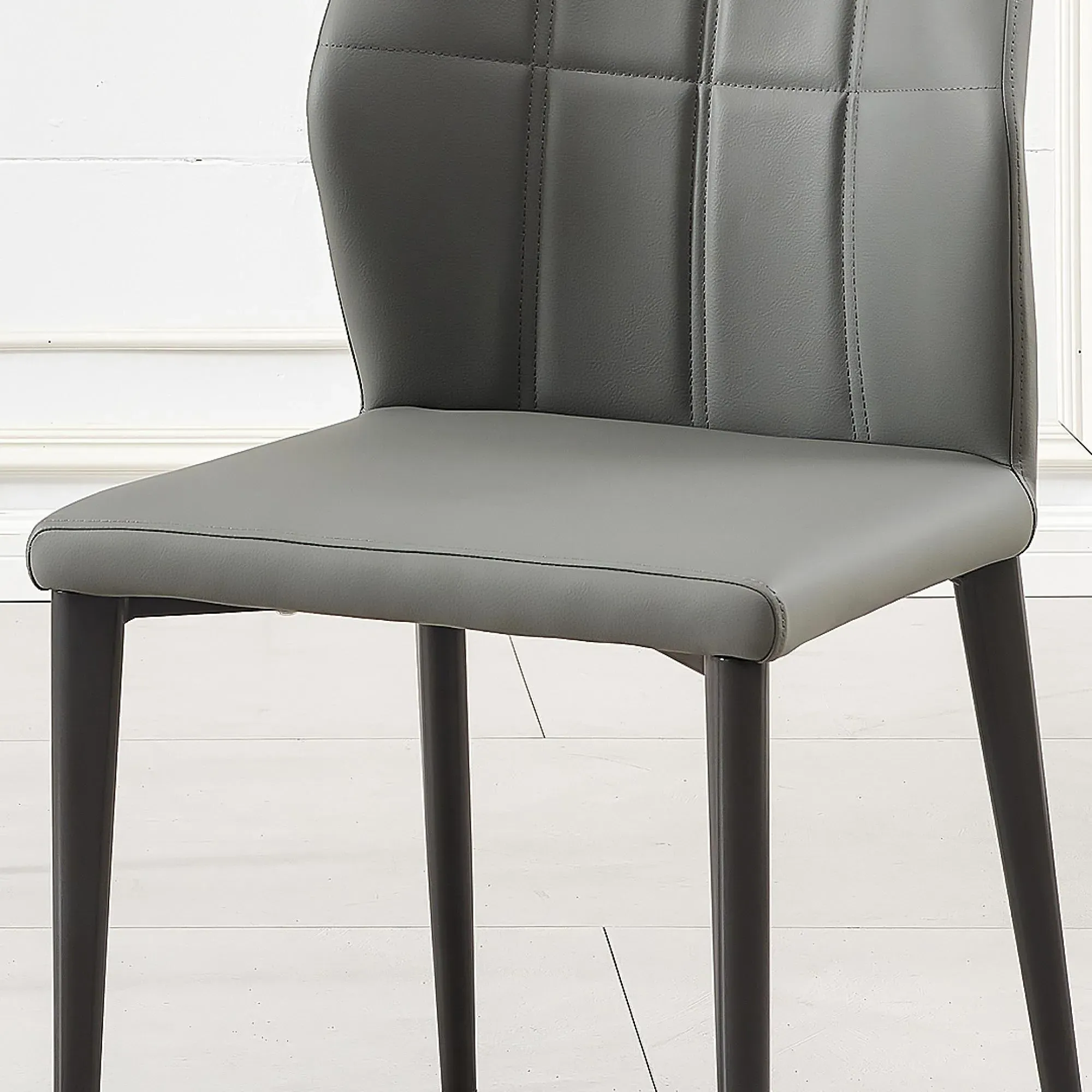 Harrow Dining Chair - Grey, Faux Leather