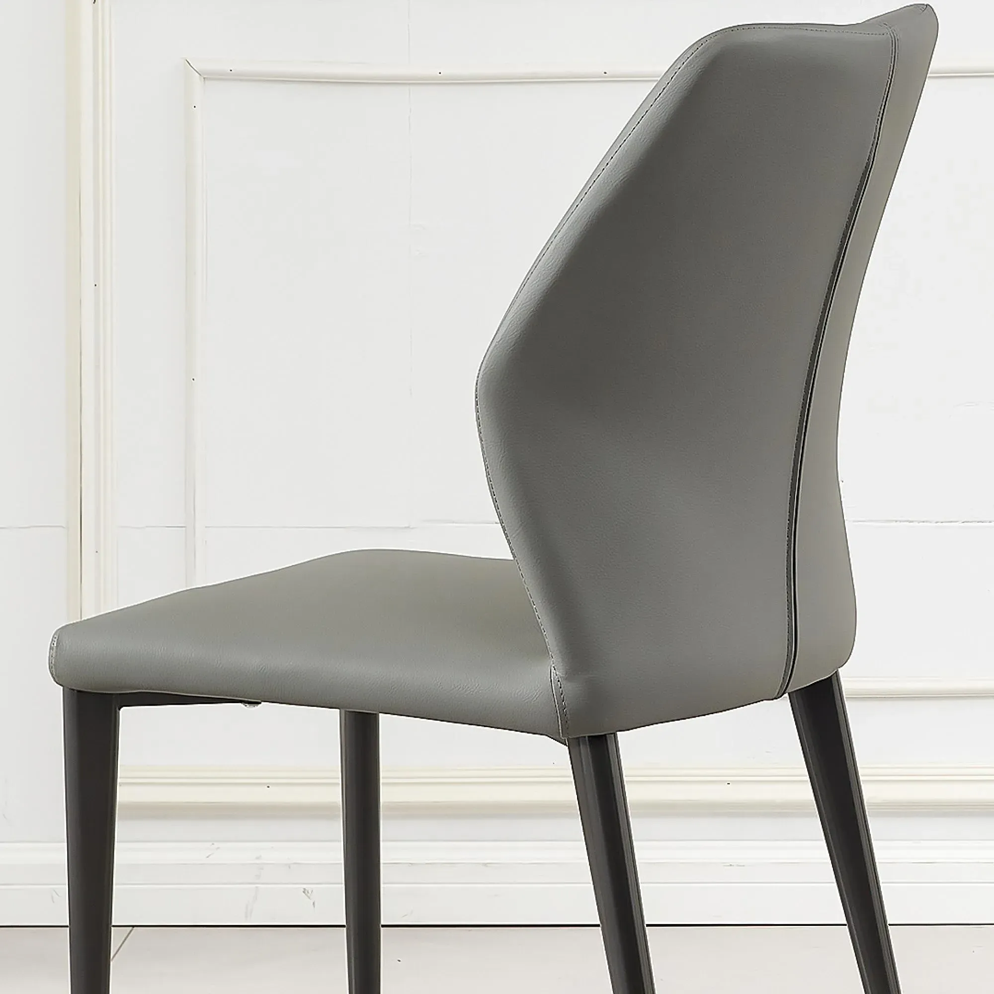 Harrow Dining Chair - Grey, Faux Leather